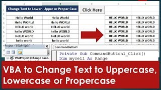 VBA to Change Text to Uppercase, Lowercase or Propercase - Excel VBA Example