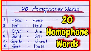 Homophone words 20 l 20 Homophone words in English l Homophone words in english l 10 Homophone words