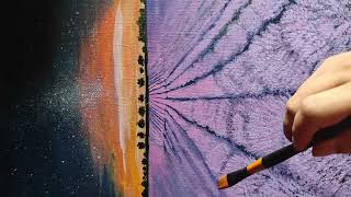 LAVENDER FIELD PAINTING || Step By Step || Acrylic painting