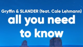 Gryffin And Slander - All You Need To Know Lyrics Feat Calle Lehmann