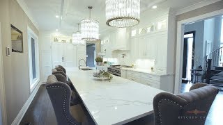 Classic White Kitchen with Quartz Backsplash and Countertops