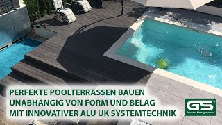 Poolbau mit Keramikplatten, Betonplatten, WPC Dielen, Holz Dielen, Terrassenbau