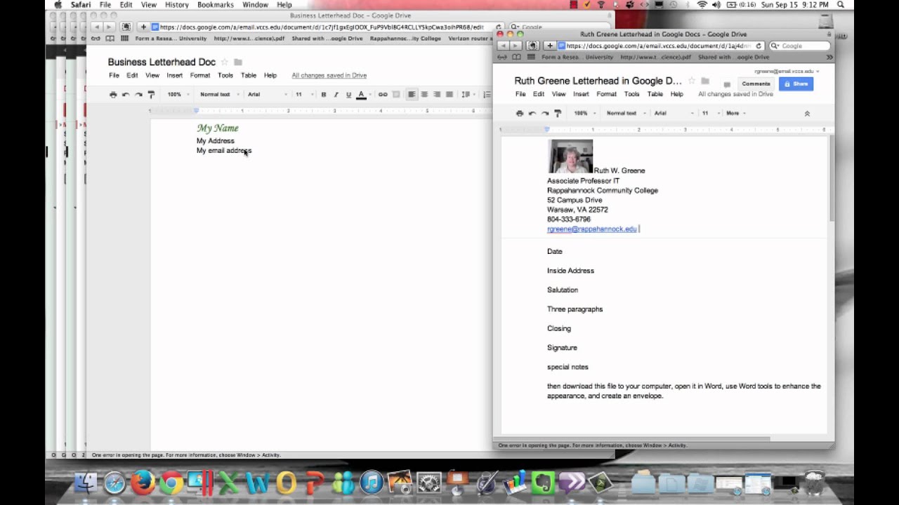 Google Docs Business Letter Basics Youtube