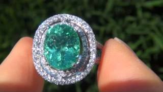 RARE GIA VS Clarity 6.09 Carat Paraiba Tourmaline \u0026 Diamond Ring set in Platinum