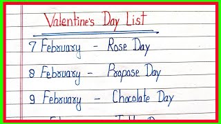 valentine's day/valentine week/7 Feb to 14 Feb all day list/valentine's day wek special