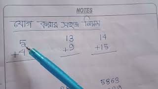 যোগ অংক করার সবথেকে সহজ নিয়ম। এভাবে সেখানে বাচ্চারা খুব তাড়াতাড়ি যোগ অংক করতে পারবে।