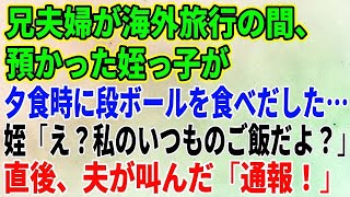 【スカッとする話】兄夫婦の海外旅行の間、預かった姪っ子が夕食時に段ボールを食べだした…問いただすと姪「え？私のいつものご飯だよ？」直後、夫が叫んだ「今すぐ通報しろ【修羅場】