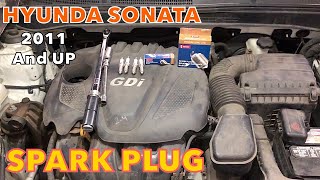 2011 and up Hyundai sonata 2.4L GDI engine spark plug change with torque spec tools and part number