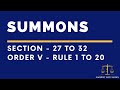 Summons | section 27 to 32 | order 5 | rule 1 to 20 | CPC