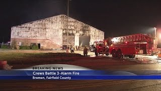 Crews battle 3-alarm fire in Fairfield County