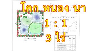 โคก หนอง นา 3 ไร่ บอกรายละเอียดหนองน้ำและความลึกบ่อ แบบพัฒนาชุมชน