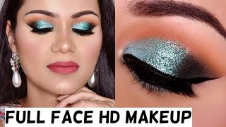 HD MAKEUP कैसे करें?क्या प्रोडक्ट्स चाहिए? FULL Face HD Indian Party Makeup Tutorial Smokey Eyes