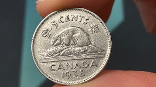 1938 Canada 5 Cent Coin • Values, Information, Mintage, History, and More