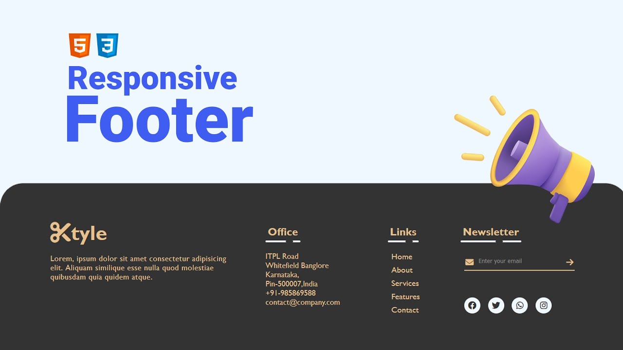 Responsive Footer Using HTML And CSS | How To Make Responsive Footer In ...