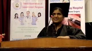 Dr. Indumathi M. Krishnan is giving the feedback about the World Laparoscopy Hospital