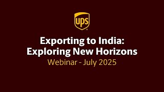 Exporting to India: Exploring New Horizons webinar
