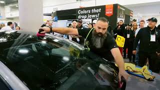 SEMA 24’ XPEL Windshield Protection Film installation speed competition with the WIN!