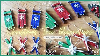 Lolly/Popsicle Stick Christmas Tree Decorations🎄| Sled and Skis | Christmas Crafts