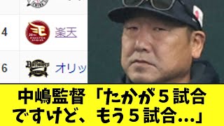 オリックスまさかの3連敗で最下位　中嶋監督　危機感を持つ。。