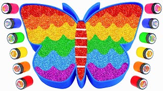 Satisfying Video | How to Make a Rainbow Butterfly Bathtub with Glitter Slime ASMR | Slime Egg Magic