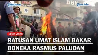 Buntut Pembakaran Al Qur'an, Ratusan Umat Islam Bakar Boneka Rasmus Paludan di Depan Konsul Denmark