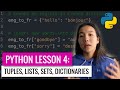 Lists, Tuples, Sets, Dictionaries | Python for Beginners Lesson 4 | Code with Kylie