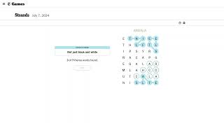 AI Solve New York Times  Daily Strands Puzzle #126: 7/7/2024 (ASMR)