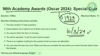 96th Academy Awards (Oscar 2024): Special Quiz