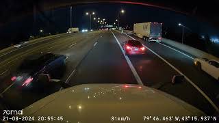 Never do that before loaded truck. QEW (Niagara bound), Exit 90 Hamilton, Ontario August 22, 2024