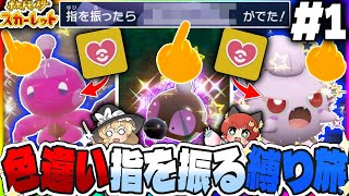 【ゆっくり実況】色違い証持ち縛りで“ゆびをふる“だけで攻略する旅#1 -カヌチャン・サケブシッポ(プリン)・シルシュルー編-【ポケモンSV】