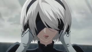 2B takes off her blindfold in NieR Automata Anime