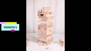 Timber Tower Wood Zenga Block Stacking Game, Family Fun Educational Games for Kids and Adults