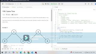 Leetcode.100 Same Tree problem for Interview #whitecoding #leetcode100 #easyprobelm #dsa #same #tree