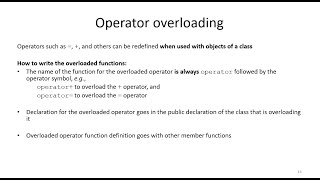 Lecture 19: Introduction to Overloaded Operators in C++