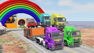 Flatbed Truck Mcqueen | Transportation with Truck - Pothole vs Car #1 - BeamNG.Drive