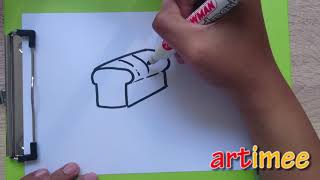 How to Draw Bread ( Step By Step )