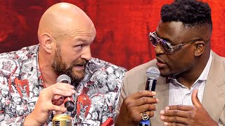 TYSON FURY "I'll beat you in a cage fight !!" FRANCIS NGANNOU & GYPSY KING ARGUE during Presser