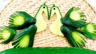 Art In Cucumber Peacock | Vegetable Carving Garnish | Party Food Decoration By ItalyPaul