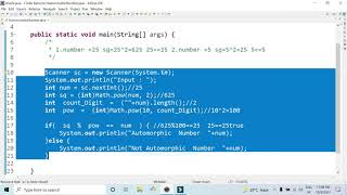 Automorphic Number in Java