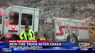 Huntsville Fire engine badly damaged in crash on icy road