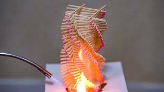 MATCH CHAIN REACTION AMAZING FIRE ART - Spiral Staircase FIRE DOMINO
