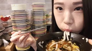 초밥 몇 접시 먹었을까? 먹방 Mukbang eating show