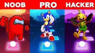 tiles hop among us VS sonic VS Bunzo Bunny | noob vs pro vs hacker