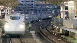 N700S系新幹線(J5編成)こだま730号東京行き 東京駅16番線到着停車シーン 2025.1/29