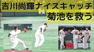 吉川尚輝 ナイスキャッチ！菊池が大山をセカンドライナーに打ち取る 2022.5.1