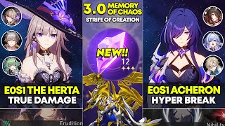 NEW Memory of Chaos 12 | E0S1 The Herta True DMG \u0026 E0S1 Acheron Hyper Break | Honkai Star Rail 3.0