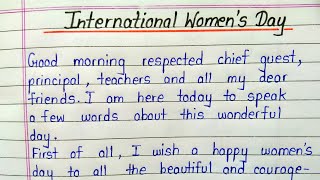 Speech on international women's day in english || Short speech on women's day in english