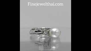 Finejewelthai-แหวนมุก-มุกแท้-แหวนพลอย-พลอยประจำเดือนเกิด-Pearl-Silver-Ring-Birthstone-R1136pl