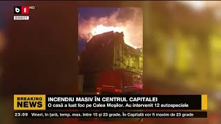 Incendiu violent pe Calea Moșilor din Capitală. Pompierii intervin cu 10 autospeciale