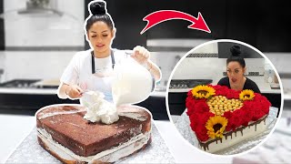 I MADE A HUGE CAKE USING REAL FLOWERS!